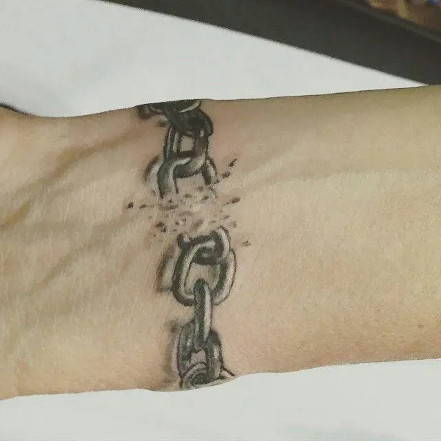 Broken Chain Tattoo On Wrist