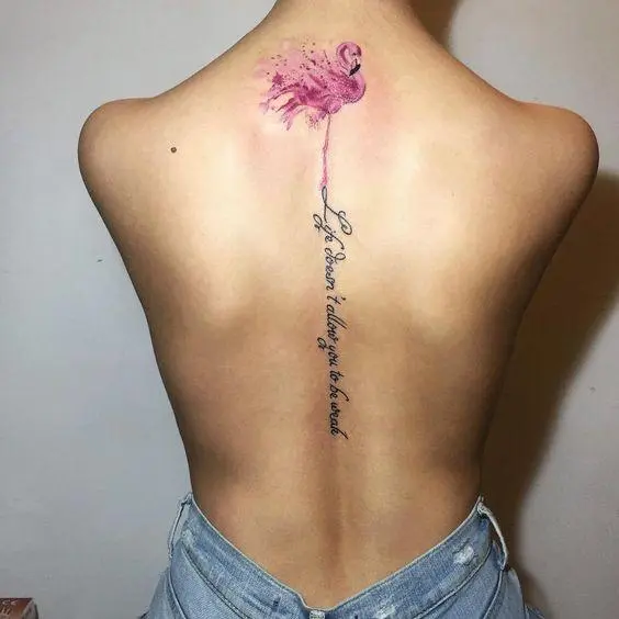 Flamingo Tattoo On Girl Back