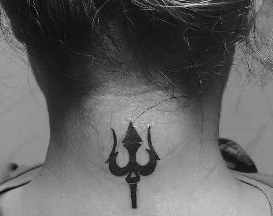 Trident Tattoo On Neck