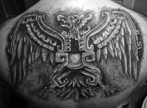 Aztec Eagle Tattoo On Back