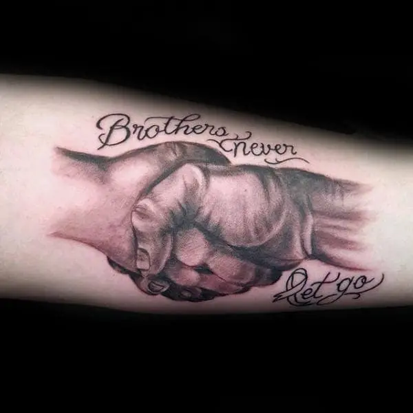 Brother Inscription Tattoo On Arm