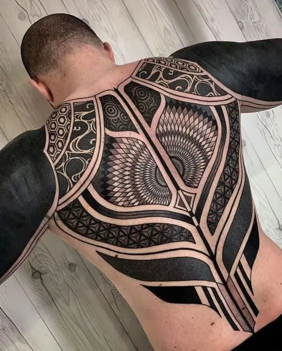 Blackwork tattoo on back