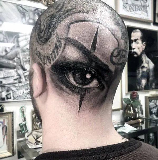 Realism tattoo on the head of the eye