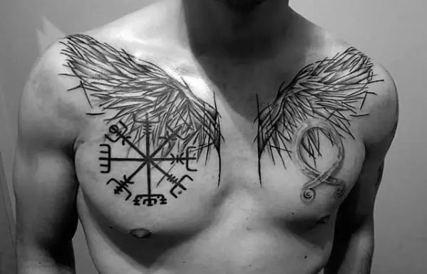 Vegisir Raven Tattoo On Chest