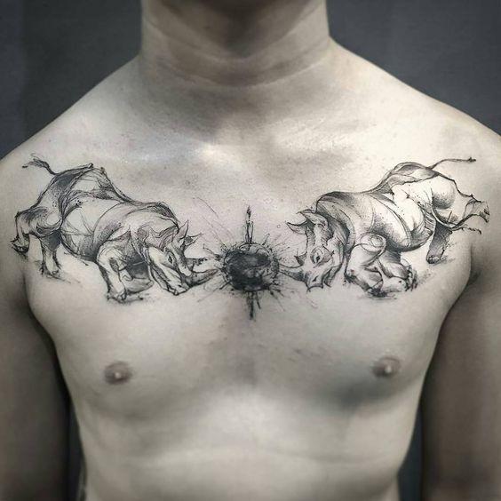 tatuaj cu doi rinoceri