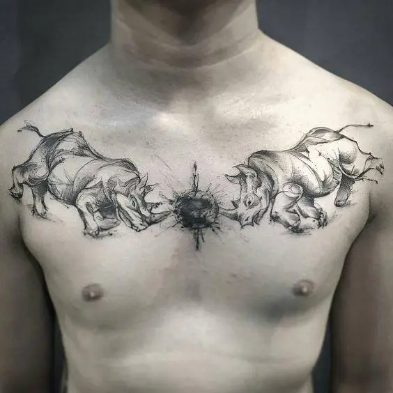 dui tatuaggi di rinoceronte