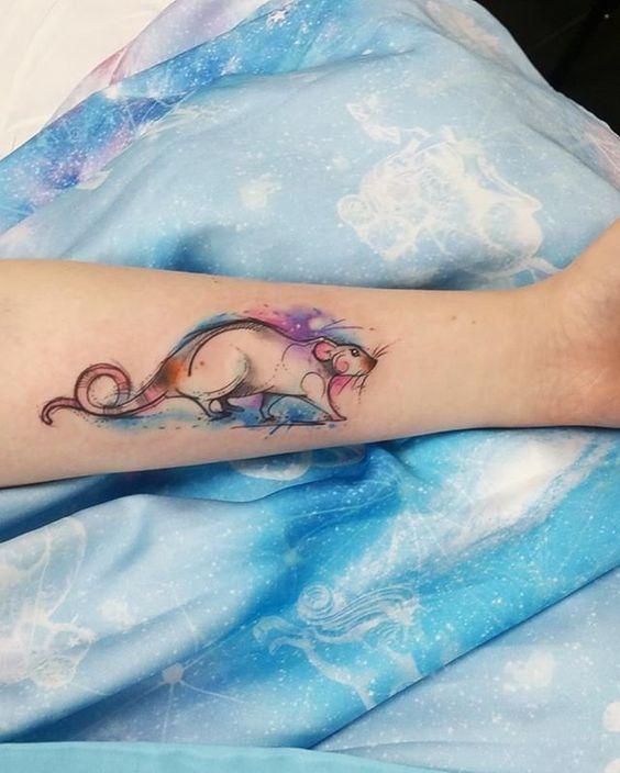 watercolor rat tatoo