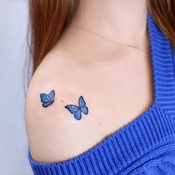 Photo of a butterfly tattoo on the body.