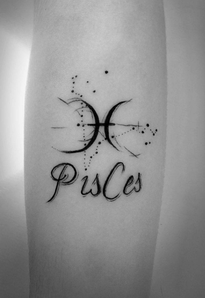 Pisces Zodiac Sign Tattoo On Arm.