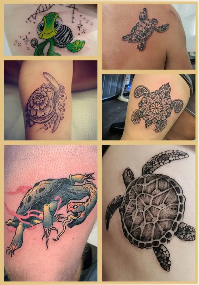 101 turtle tattoos: akanakisa magadzirirwo uye zvinoreva