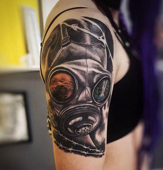 110 тетоважи со гас-маски (и нивните значења)