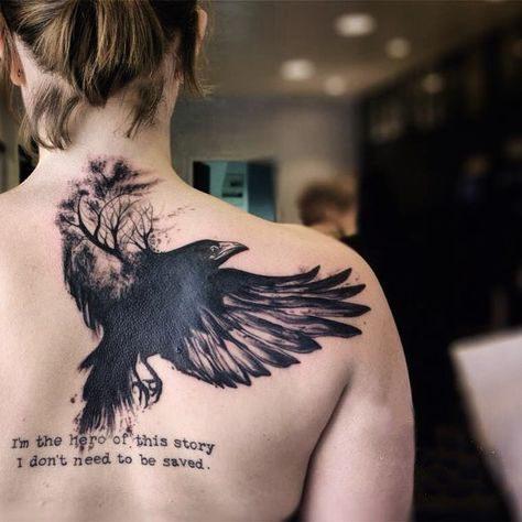 110 татуировок вороны или ворона и их значение