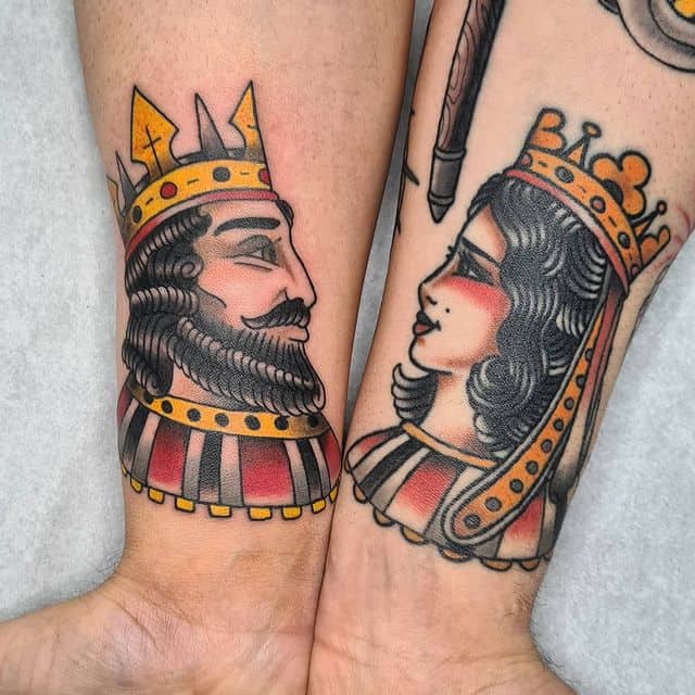 150 татуировок короля и королевы для пар: значение