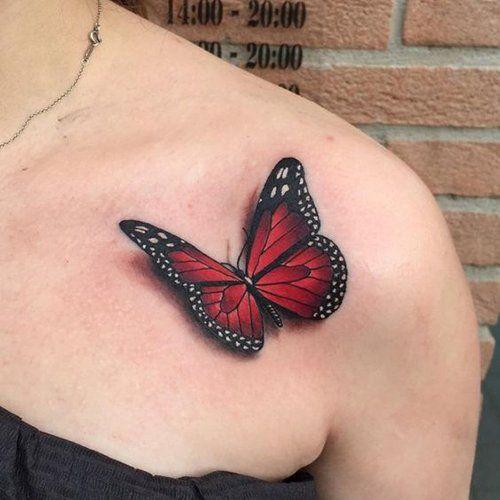 26 mielos 3D drugelio tatuiruotės