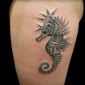 55 tattoos seahorse: ການອອກແບບທີ່ດີທີ່ສຸດແລະຄວາມຫມາຍ