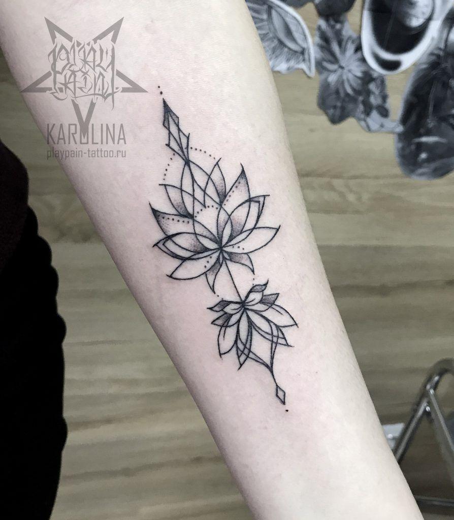 Lotoso gėlių tatuiruotės vaizdai