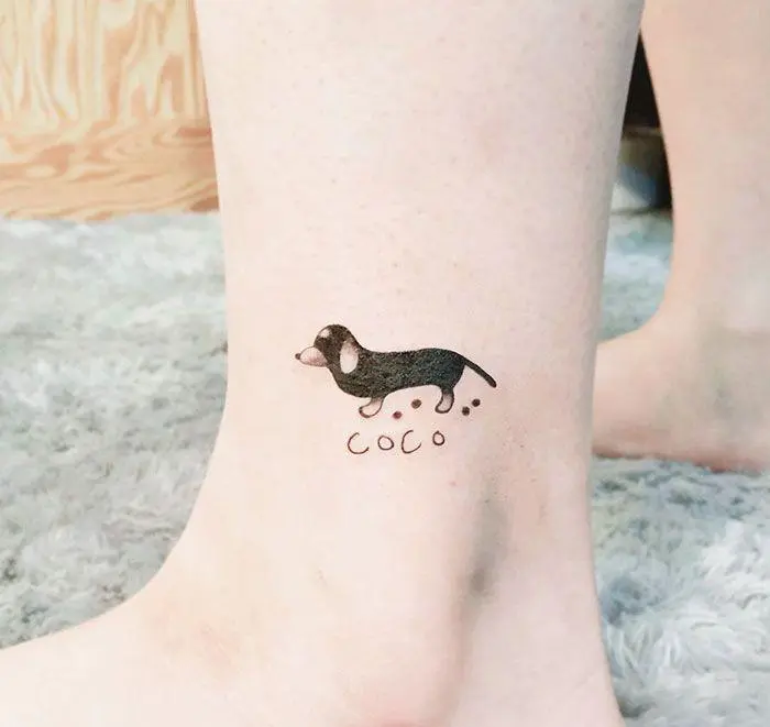 Cute dachshund tattoos - many ideas and meanings