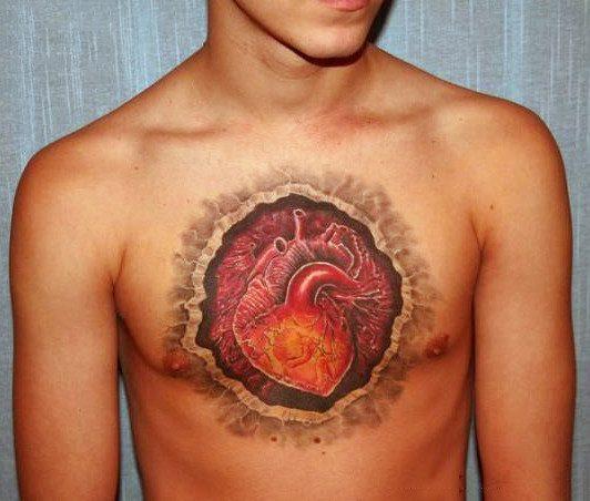 реалистичное тату анатомическое сердце 123