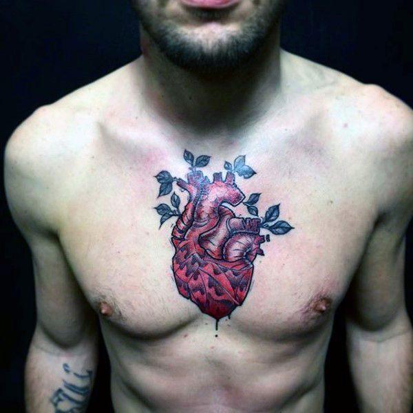 реалистичное анатомическое тату в форме сердца 143