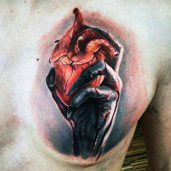 реалистичное анатомическое тату в форме сердца 147