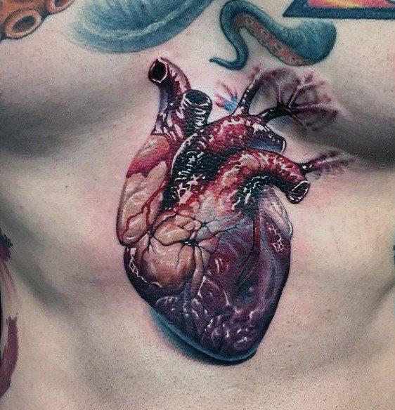 реалистичное анатомическое тату в форме сердца 169