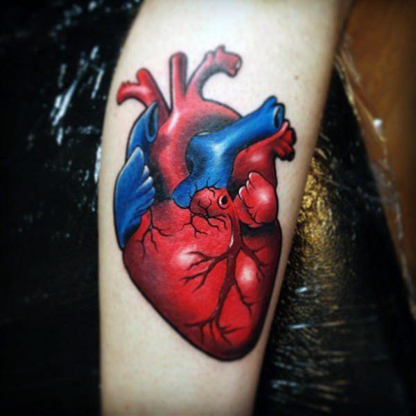 реалистичное анатомическое тату в форме сердца 173