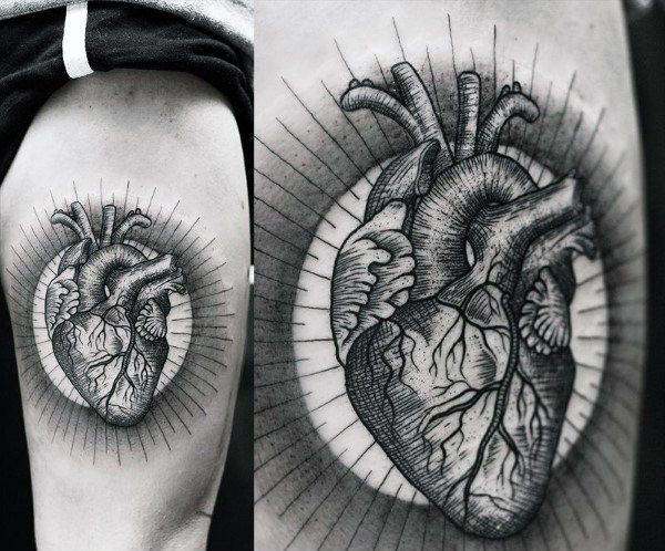 реалистичное тату анатомическое сердце 177