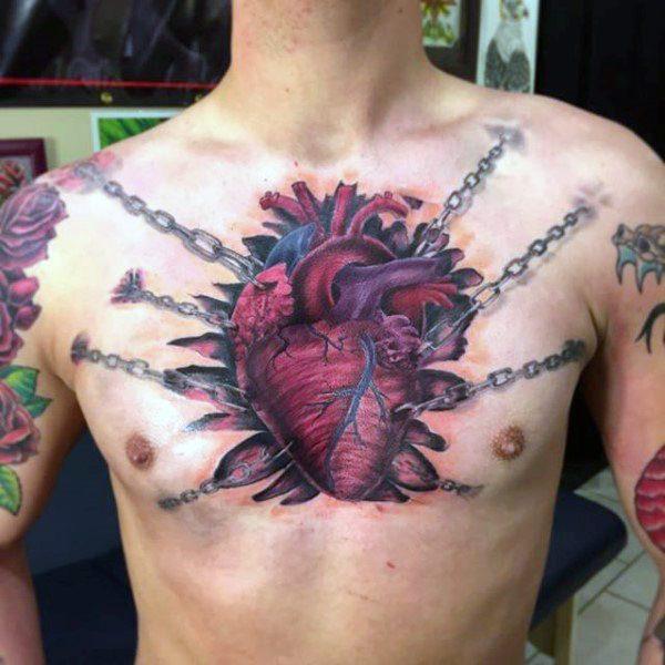 реалистичные анатомические татуировки сердца 39