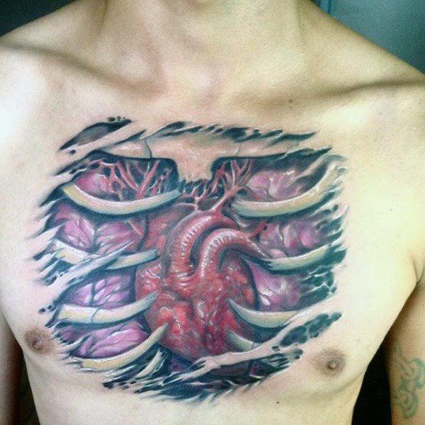 реалистичное тату анатомическое сердце 71