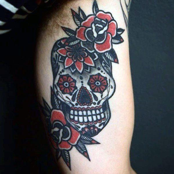 Татуировка мексиканский сахарный череп 01