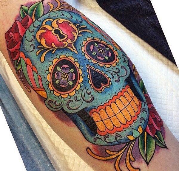 Татуировка мексиканский сахарный череп 133