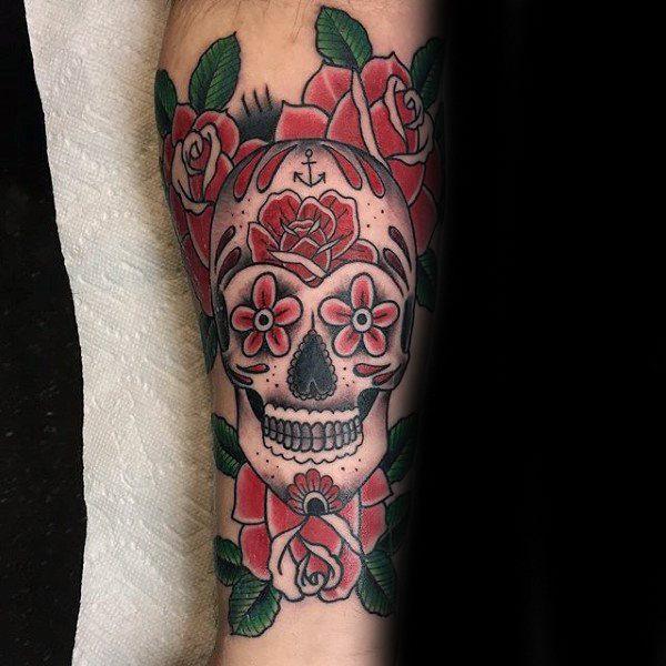 Татуировка мексиканский сахарный череп 185