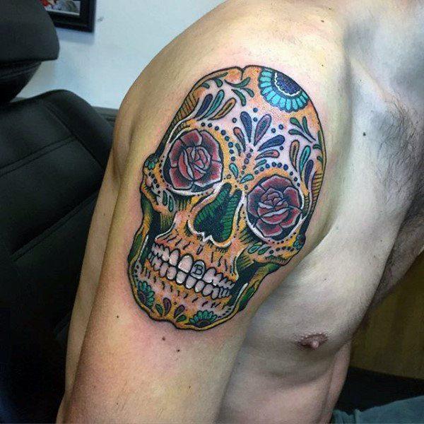 Татуировка мексиканский сахарный череп 27