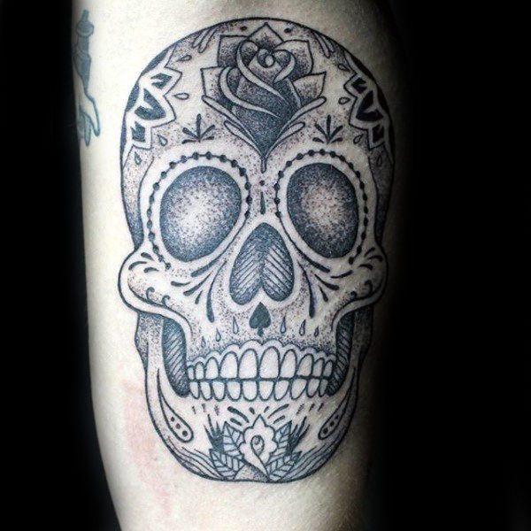 Татуировка мексиканский сахарный череп 37