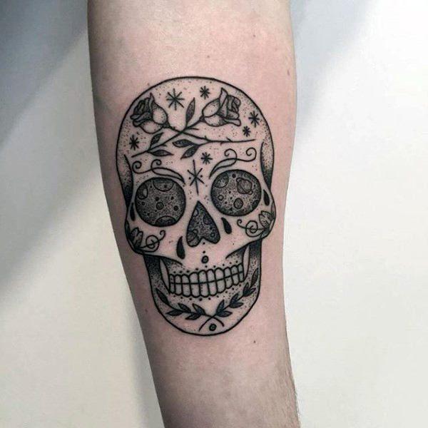 Татуировка мексиканский сахарный череп 39