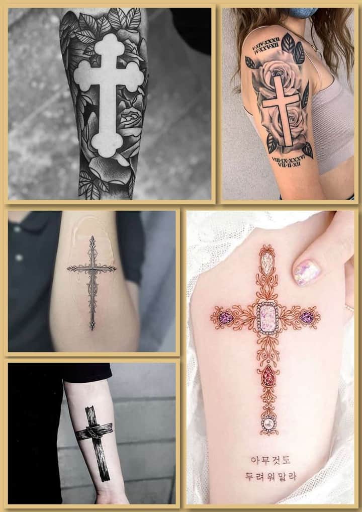 Kruis tatoeëermerke, sketse, idees, beelde en betekenisse