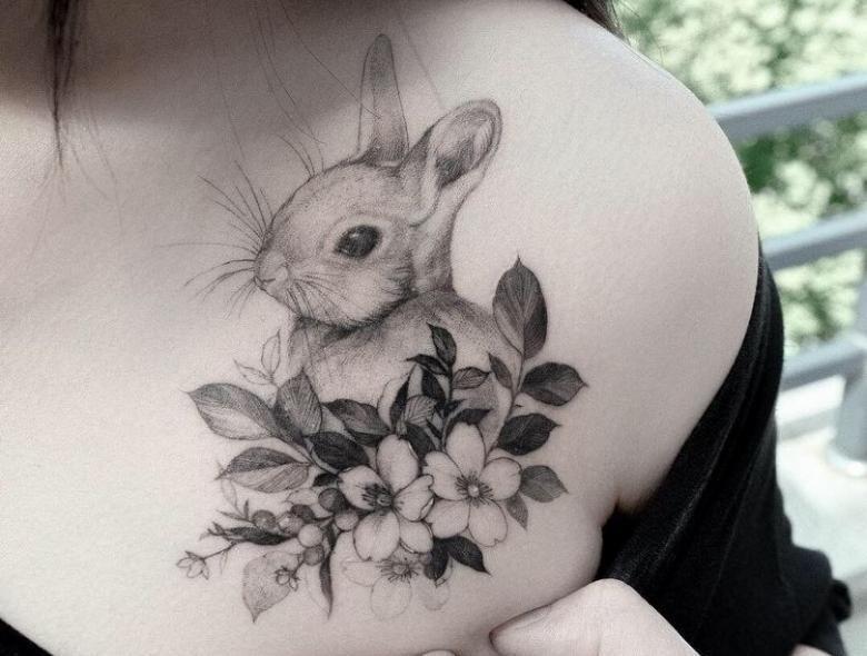 ウサギとウサギのタトゥー：画像と意味