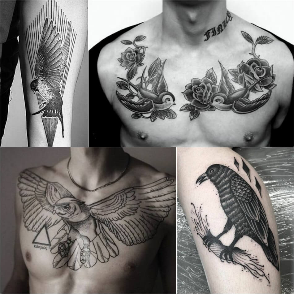 男性用の鳥のタトゥー：デザインとスタイル