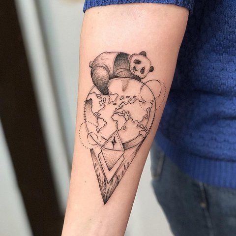Sweet panda tattoo: photo and meaning