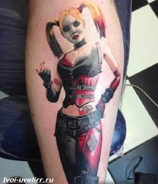 Harley Quinn tattoos: zvaainazvo uye chii chakamukurudzira