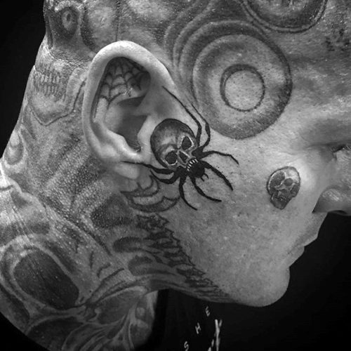 Татуировки на лице и голове удивительные узоры