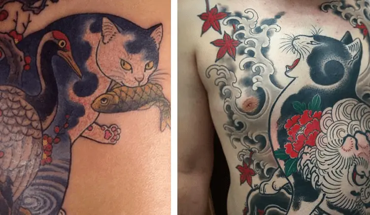 Tatuaggi di gatti Monmon, gatti tatuati Horitomo