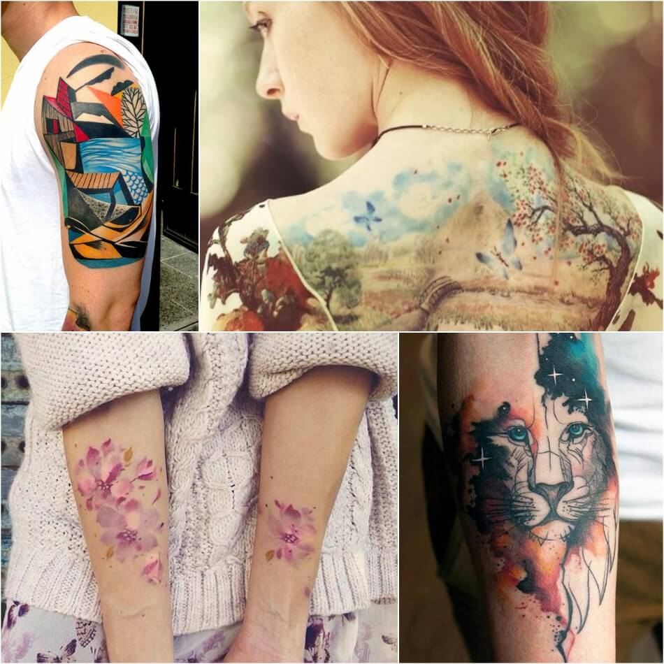 Татуировки в акварельном стиле &#8212; оригинальные фото и идеи