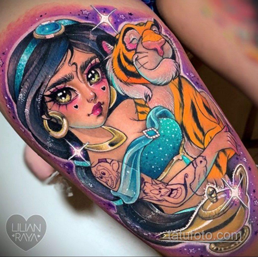 Tetovanie inšpirované Aladinom a princeznou Jasmínou