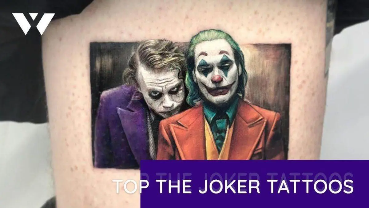 Tatŵs wedi'u hysbrydoli gan y Joker, y dihiryn o DC Comics