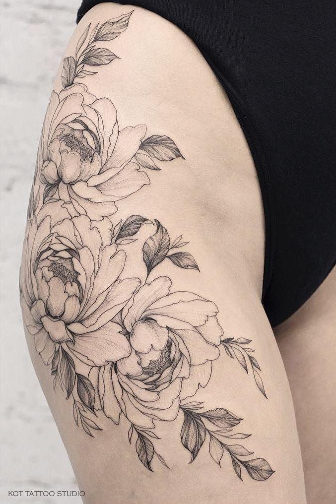 Women's thigh tattoos, ideas and sketches