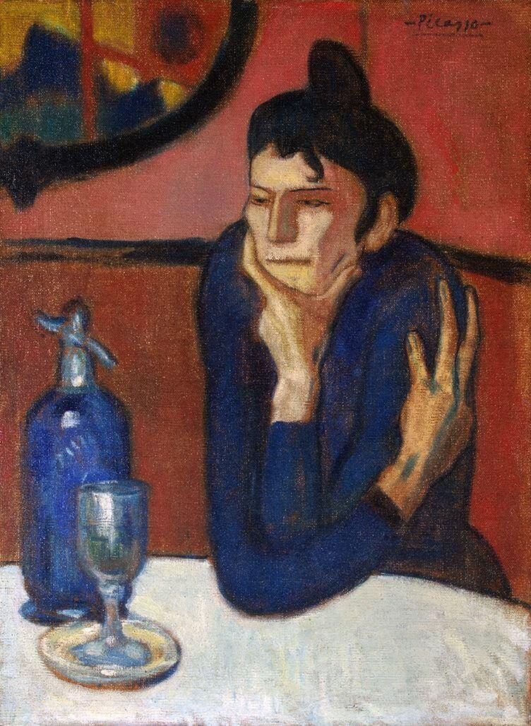 "absinthe drykkjumaður" Picasso málverk um einmanaleika