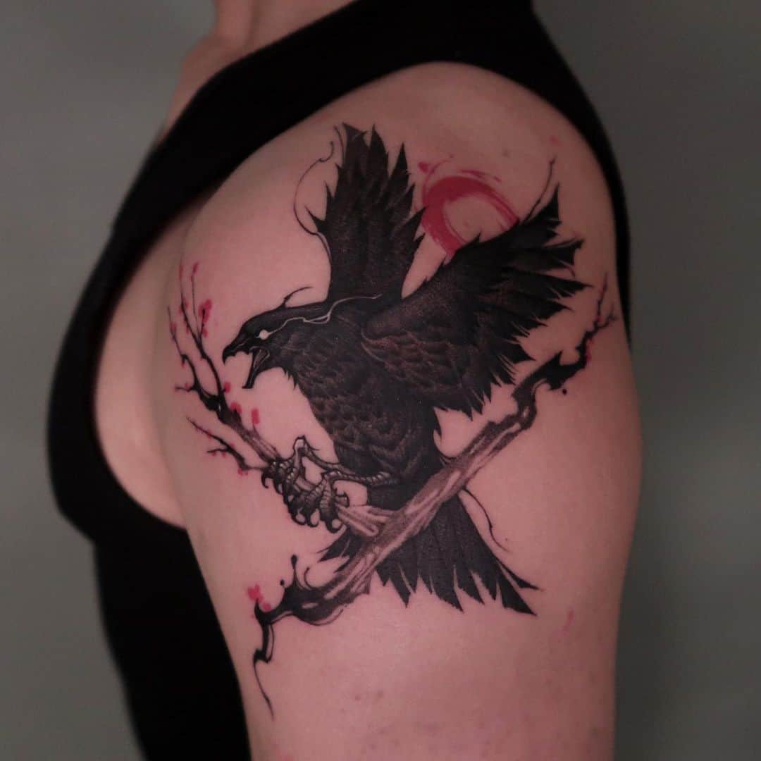 Raven Shoulder Tattoo