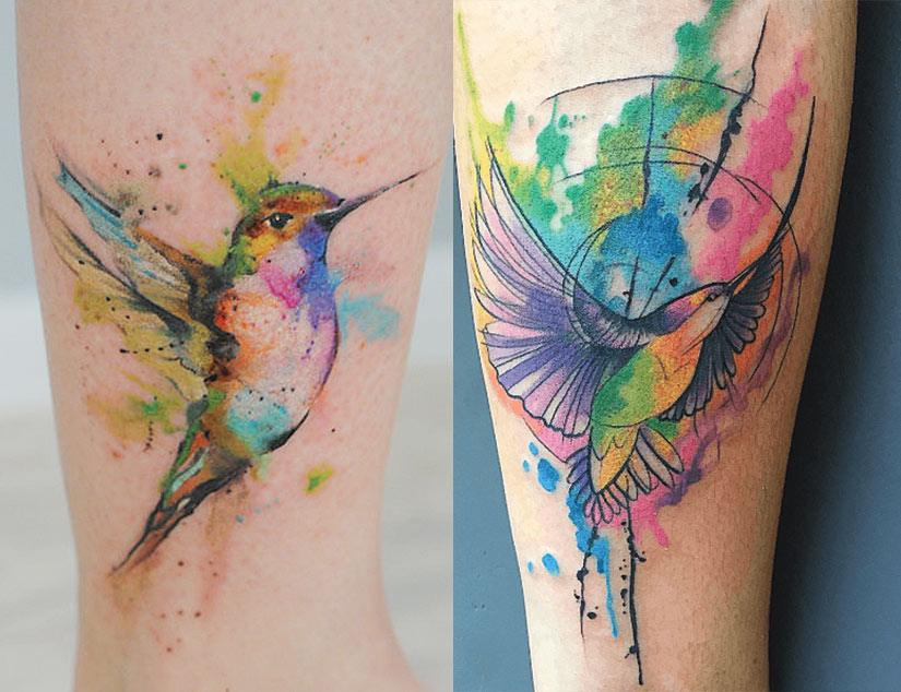 Watercolor Hummingbird Tattoo - wide 2