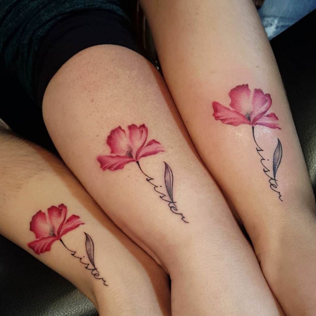 Парные тату для подруг цветы